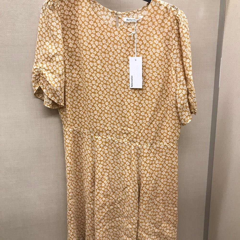 NWT Reformation Gracie Dress Yellow Floral Print - Picture 3 of 5